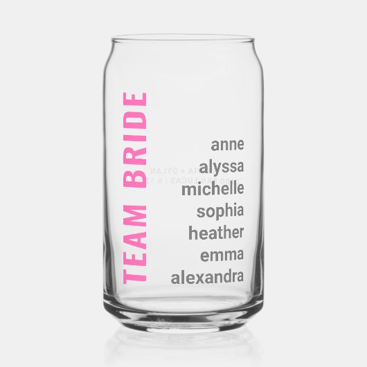チームブモダンライドブライダルパーティギフト ガラス缶 (正面)