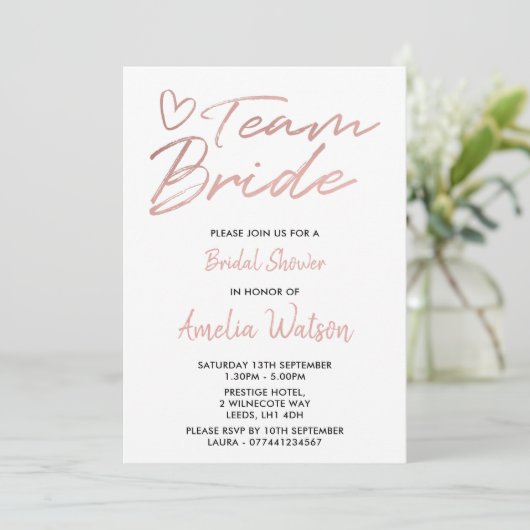 チームブライドロゼゴフェイクールドブライダルシャワー招待状 招待状 (スタンド正面)