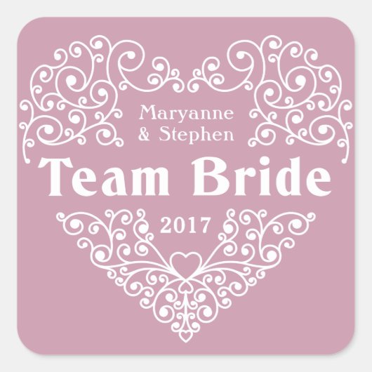 チームブライド名前をカスタムすると年結婚式用シール スクエアシール (正面)
