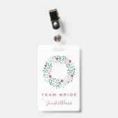 チームブライド素朴フローラ&グリーンリース結婚ズ バッジ (正面 (クリップ付))