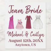 チームブライド結婚ズブライダルパーティガウンドレス ワインラベル (シングルラベル)