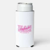 チームブライド花嫁メイドメイドウエディングパーティーかわいいピンク スリム缶クーラー (Seltzer裏面)