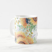 チームブライド。ひまわり素朴のカスタムウェディングギフト コーヒーマグカップ (正面左)