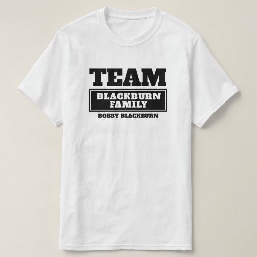 チームブラックパーソナライズされたファミリーまたはグループTシャツ Tシャツ (デザイン正面)