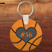 チームプレーヤー番号バスケットボールキーチェーンの追加 キーホルダー (正面)