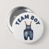チームボーイかわいい小さな赤ちゃん服ジェンダーが明らかになる 缶バッジ (正面&裏面)