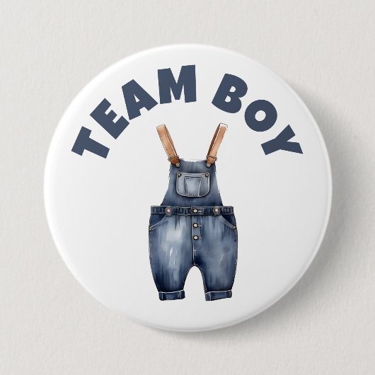 チームボーイかわいい小さな赤ちゃん服ジェンダーが明らかになる 缶バッジ (正面)