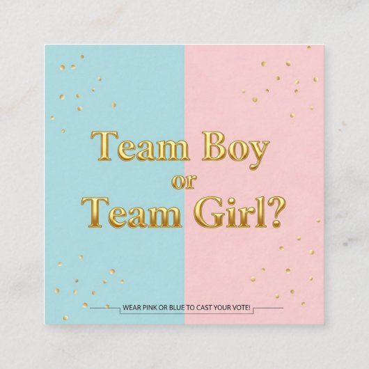 チームボーイまたはチームガールジェンダーがエンクロージャカードを表示 エンクロージャーカード (裏面)