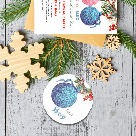 チームボーイウィンタージェンダーパーティーステッカー ラウンドシール