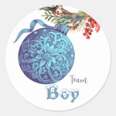 チームボーイウィンタージェンダーパーティーステッカー ラウンドシール (正面)