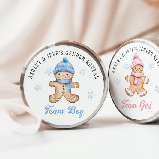 チームボーイジンジャーブレッド性別の表示パーティー ラウンドシール