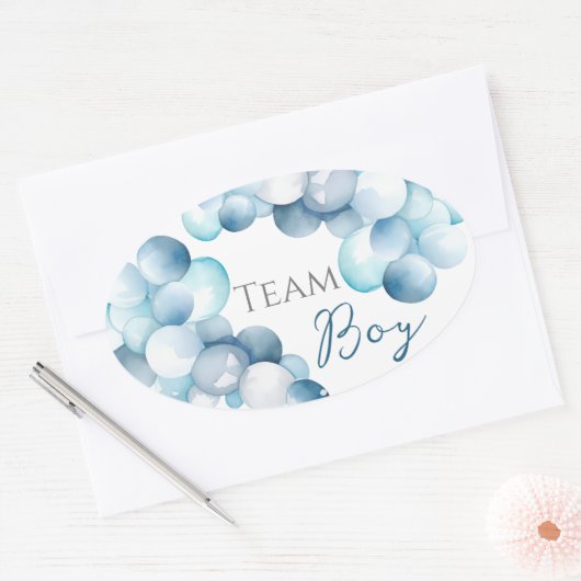 チームボーイブルーアークウォーターカラージェンダーの表示 楕円形シール (封筒)