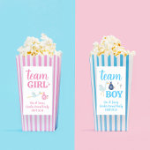 チームボーイブルージェンダーパーティーカスタムポップコーン 長方形シール