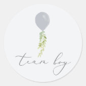 チームボーイブルーバルーン書道ジェンダーの表示 ラウンドシール (正面)