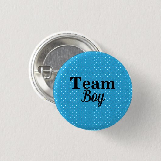 チームボーイブルー水玉模様ベビーシャワーボタン 缶バッジ (正面&裏面)