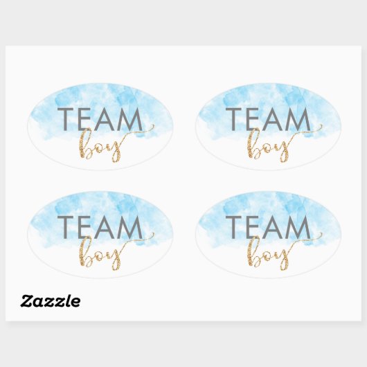 チームボーイブルー金ゴールドグリッター性別の表示 楕円形シール (シート)