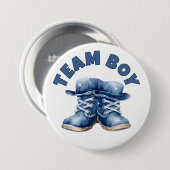 チームボーイ可愛いリトルブルーベビーブーツ性別リビール 缶バッジ (正面&裏面)