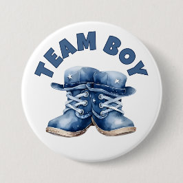 チームボーイ可愛いリトルブルーベビーブーツ性別リビール 缶バッジ