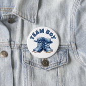チームボーイ可愛いリトルブルーベビーブーツ性別リビール 缶バッジ (インサイチュ)