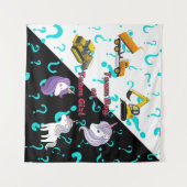 チームボーイ対チームガール 重機対ユニコーン タペストリー (正面(横))