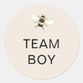 チームボーイ性別発表パーティ投票Bee ラウンドシール (正面)