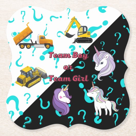 チームボーイvsチームガール重量機器対ユニコーン ペーパーコースター (正面)