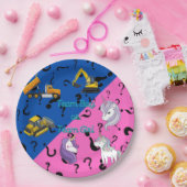 チームボーイvsチームガール重量機器対ユニコーン ペーパープレート (パーティー)