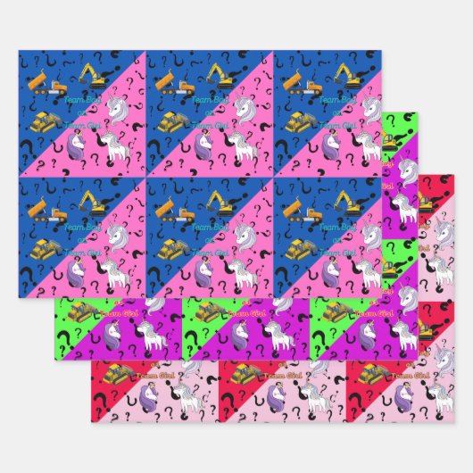 チームボーイvsチームガール重量機器対ユニコーン ラッピングペーパーシート (セット)