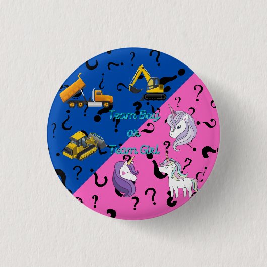 チームボーイvsチームガール重量機器対ユニコーン 缶バッジ (正面)