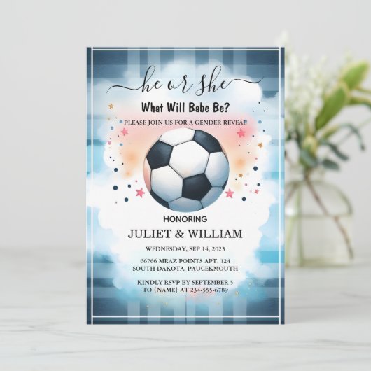 チームボールピッチおもしろいサッカーフィールド性別の表示を取得 招待状 (スタンド正面)