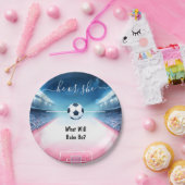 チームボールピッチおもしろいサッカーフィールド性別の表示 ペーパープレート (パーティー)