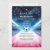 チームボールピッチおもしろいサッカーフィールド性別の表示 招待状 (正面)