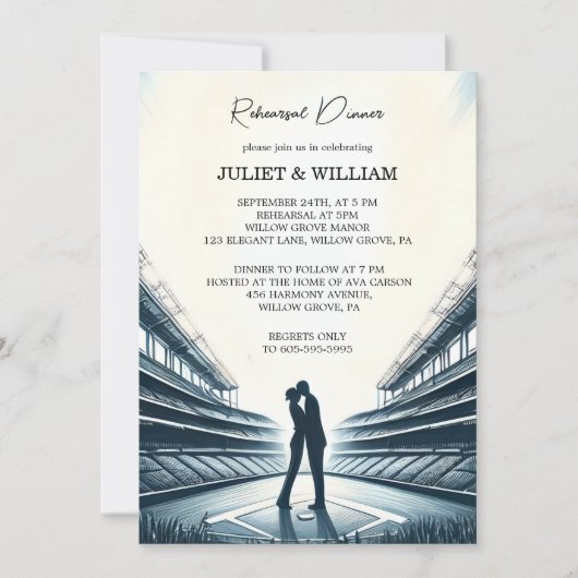 チームボールフィールドピッチ野球リハーサルディナー 招待状 (正面)