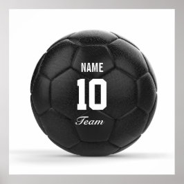 チームモダンサッカーボールパーソナライズされた文字 ポスター