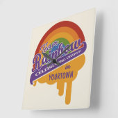 チームレインボーカスタムウォールクロック スクエア壁時計 (傾斜)