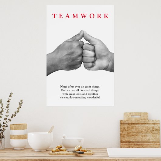 チームワーやる気を起こさせるク感動的ハンド ポスター (キッチン)