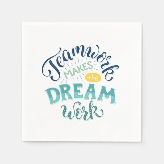 チームワークが夢の仕事をする スタンダードカクテルナプキン (正面)