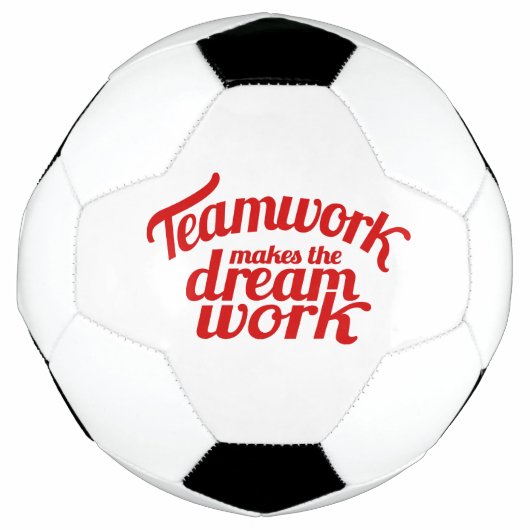 チームワークが夢の仕事をグラフィック文字 サッカーボール (正面)
