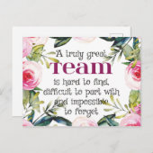 チームワークが素晴らしい感謝の名言 オフィス壁画 ポストカード (正面/裏面)