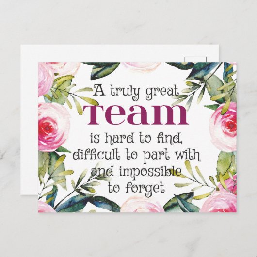 チームワークが素晴らしい感謝の名言 オフィス壁画 ポストカード (正面/裏面)