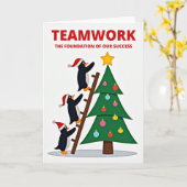 チームワークでクリスマスを成功させる カード (黄色い花)