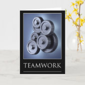 チームワークのコンセプトとギアホイール カード (黄色い花)