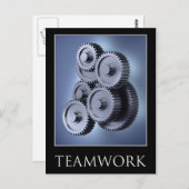 チームワークのコンセプトとギアホイール ポストカード (正面/裏面)