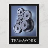 チームワークのコンセプトとギアホイール ポストカード (正面)