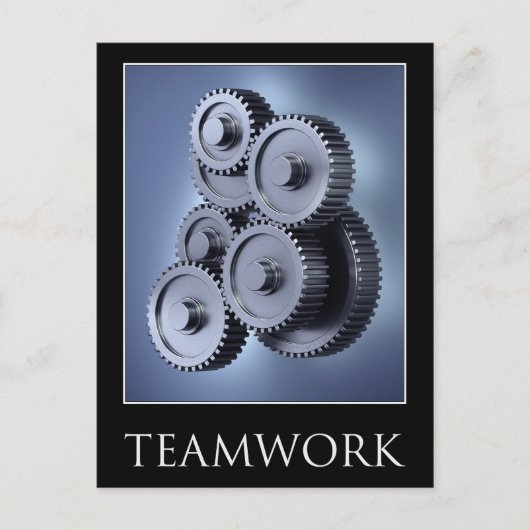 チームワークのコンセプトとギアホイール ポストカード (正面)