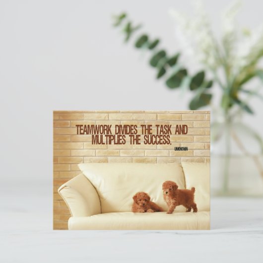 「チームワークの成功」感動的引用文 ポストカード (スタンド正面)