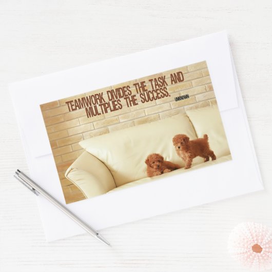 「チームワークの成功」感動的引用文 長方形シール (封筒)