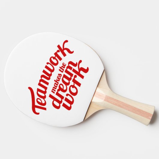 チームワークは夢の仕事を赤いグラフィックこうもり 卓球ラケット (横)