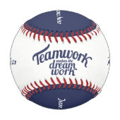 チームワークは夢をチーム名のボールにする 野球ボール (裏面)