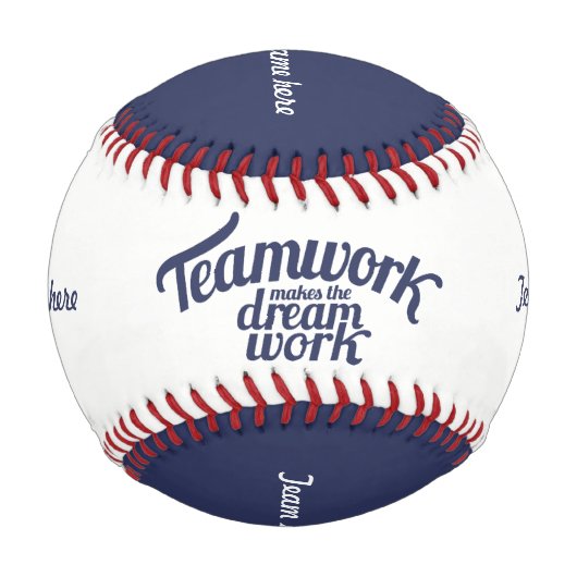 チームワークは夢をチーム名のボールにする 野球ボール (裏面)